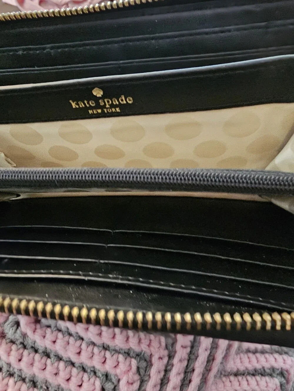 kate spade Black Polka Dot Continental Wallet